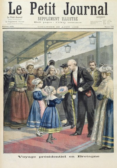 Titelseite, die die Präsidentenreise von Felix Faure nach Großbritannien darstellt, Illustration aus dem illustrierten Supplement von Le Petit Journal, 23. August 1896 von Fortune Louis Meaulle